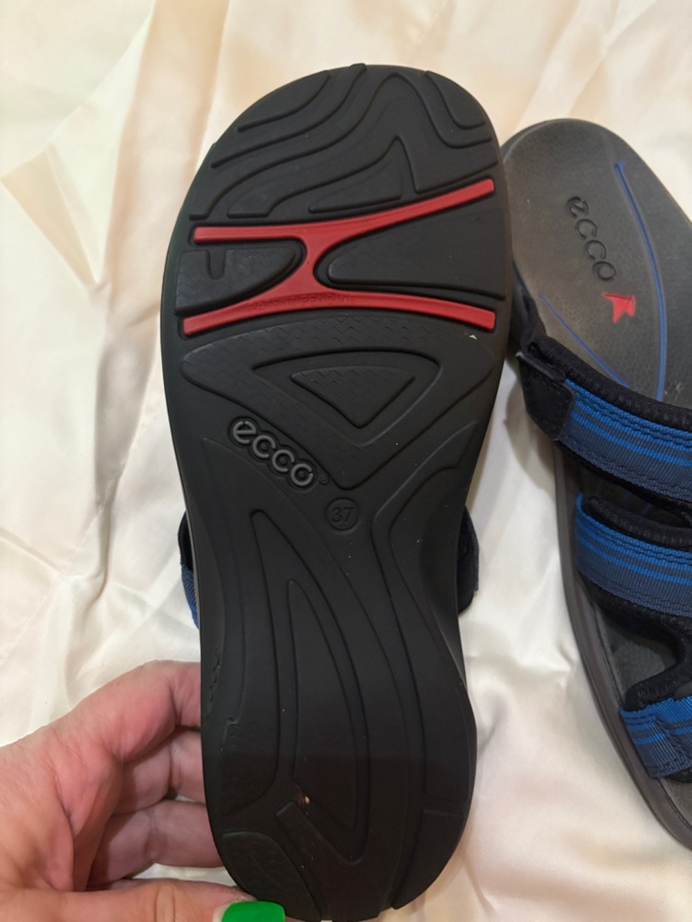 Ecco Blue and Black Cross-Strap Slide Sandals 37 - Picture 5 of 9